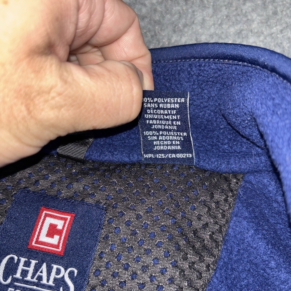 Chaps Fleece Jacket Men's Large Blue Full Zip Polyester Outdoor Hiking Y2K Coat - Picture 8 of 13